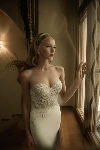 Mira Couture Netta Benshabu Kirra Wedding Bridal Dress Gown Chicago Boutique Front Detail