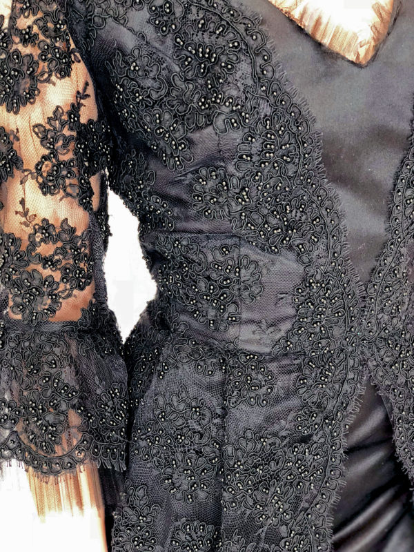 Mira Couture Chicago Boutique Black Lace Bell Sleeve Custom Detail