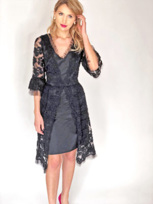 Mira Couture Chicago Boutique Black Lace Bell Sleeve Custom Dress