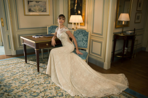 Mira Couture Netta Benshabu Abigail Wedding Dress Bridal Gown Chicago Boutique Sitting