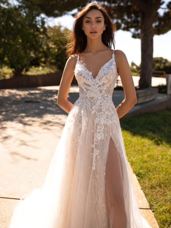 Mira Couture Pronovias Hyperion Wedding Dress Bridal Gown Barcelona Designer Chicago Boutique Front 1