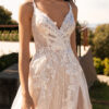 Mira Couture Pronovias Hyperion Wedding Dress Bridal Gown Barcelona Designer Chicago Boutique Front Detail 2
