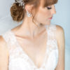 Ice Sprinkles Headpiece on elegant bridal updo with lace gown in Chicago style