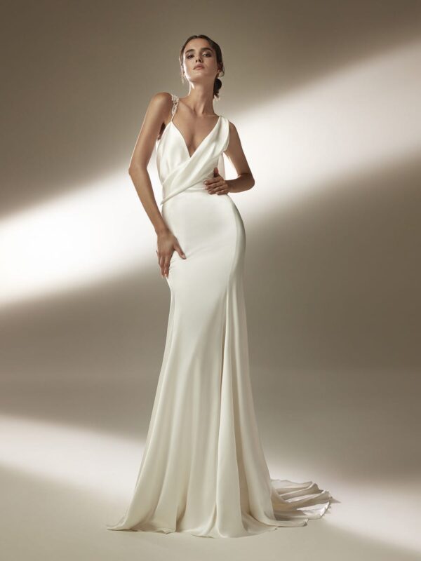 pronovias satin wedding dress