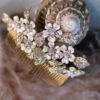 Chicago macro of floral hair comb with shell by Justine in Chicago