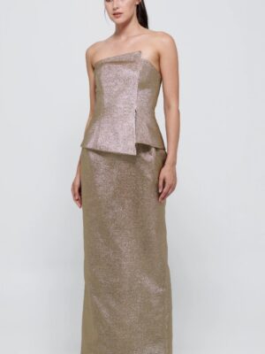 Front view of gold John Paul Ataker 3460 Mother of the Bride Dress from a Bridal Shop in Chicago, IL