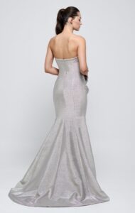 Back view of silver John Paul Ataker 3530 Mother of the Bride Dress from a Bridal Shop in Chicago, IL