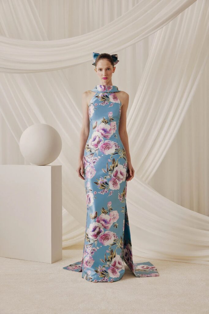 slim fit dress slacks Baltic Born Womens Audrey Deep V Maxi Dress | Green Floral