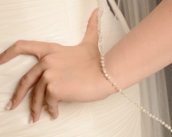 Crystal & Pearl Edged Veil by Bling!