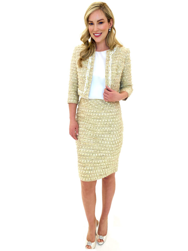 Gold Tweed Suit by Mira Couture