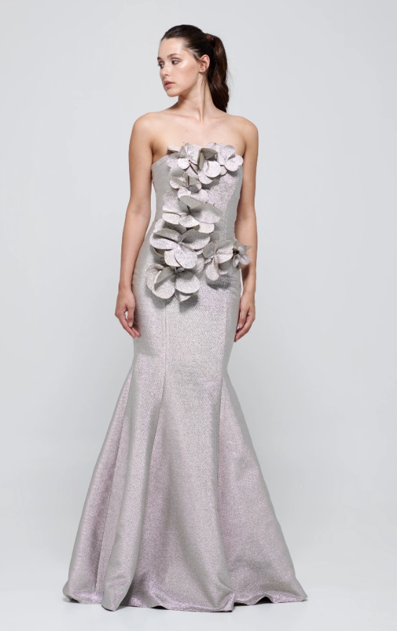 Front view of silver John Paul Ataker 3530 Mother of the Bride Dress from a Bridal Shop in Chicago