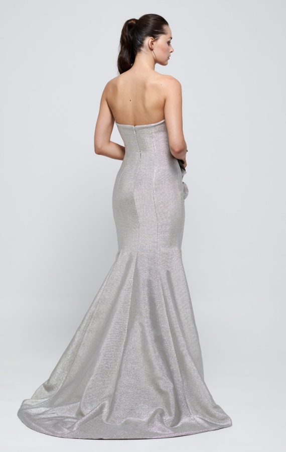Back view of silver John Paul Ataker 3530 Mother of the Bride Dress from a Bridal Shop in Chicago