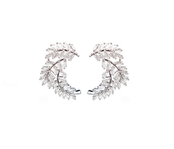 Laurel Leaf Baguette Diamontage Earrings by Margaret Rowe